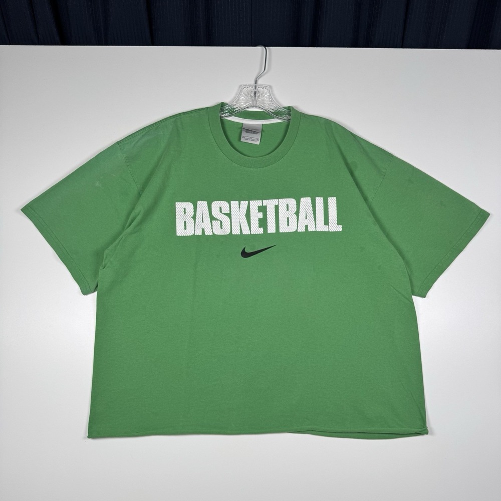+ Vintage Y2K NIKE BASKETBALL Graphic Shirt - Green - Cropped - Men's XL
